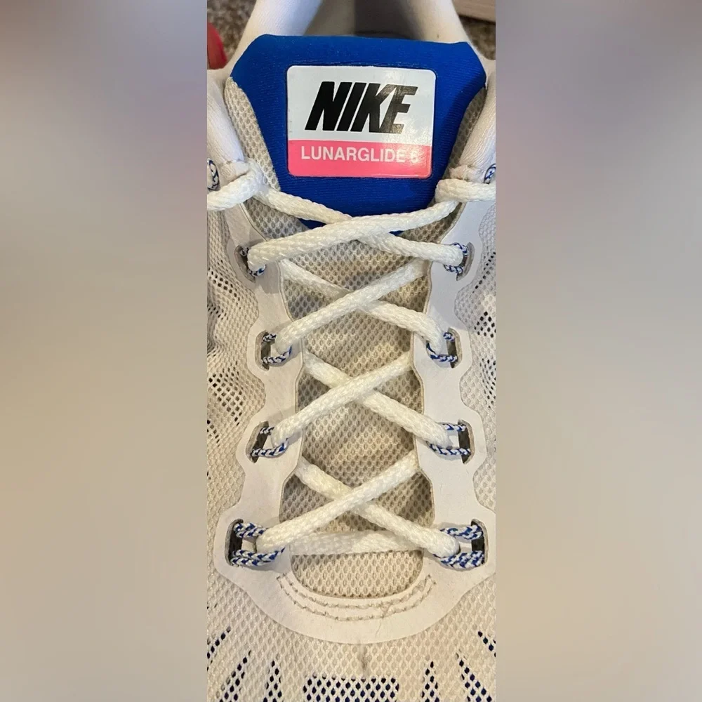 Nike Womens Lunarglide 6 654434-101 White Pink Running Shoes Sneakers Size 9